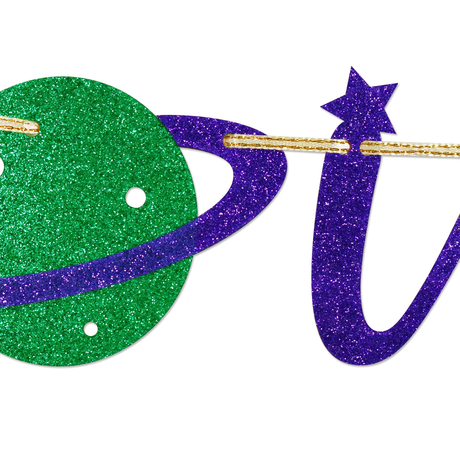 Two Infinity and Beyond Banner, 2 Years Old Banner, Space Themed Birthday Banner, 2nd Birthday Party Decor (Green Gold Purple)