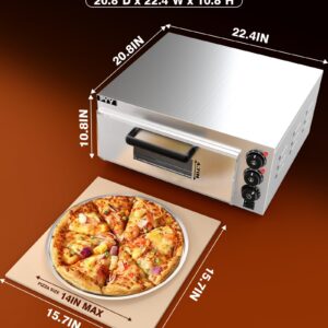 PYY Electric Pizza Oven Countertop Indoor Pizza Ovens Pizza Cooker 1800W Commercial Pizza Oven with Pizza Stone and Timer Silver