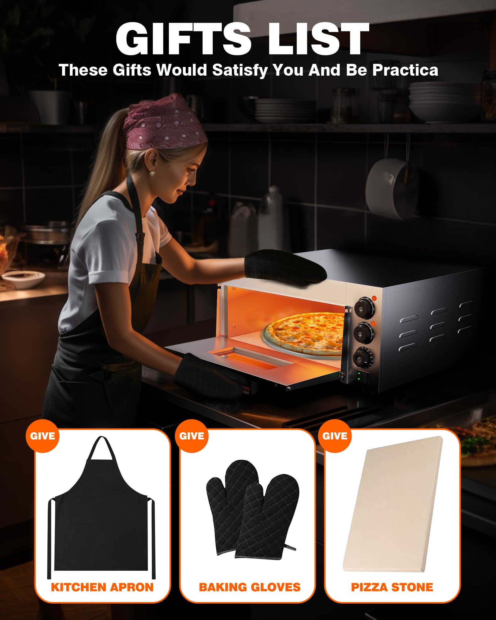 PYY Electric Pizza Oven Countertop Indoor Pizza Ovens Pizza Cooker 1800W Commercial Pizza Oven with Pizza Stone and Timer Silver