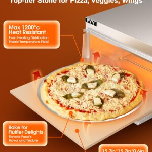 PYY Electric Pizza Oven Countertop Indoor Pizza Ovens Pizza Cooker 1800W Commercial Pizza Oven with Pizza Stone and Timer Silver