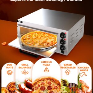 PYY Electric Pizza Oven Countertop Indoor Pizza Ovens Pizza Cooker 1800W Commercial Pizza Oven with Pizza Stone and Timer Silver