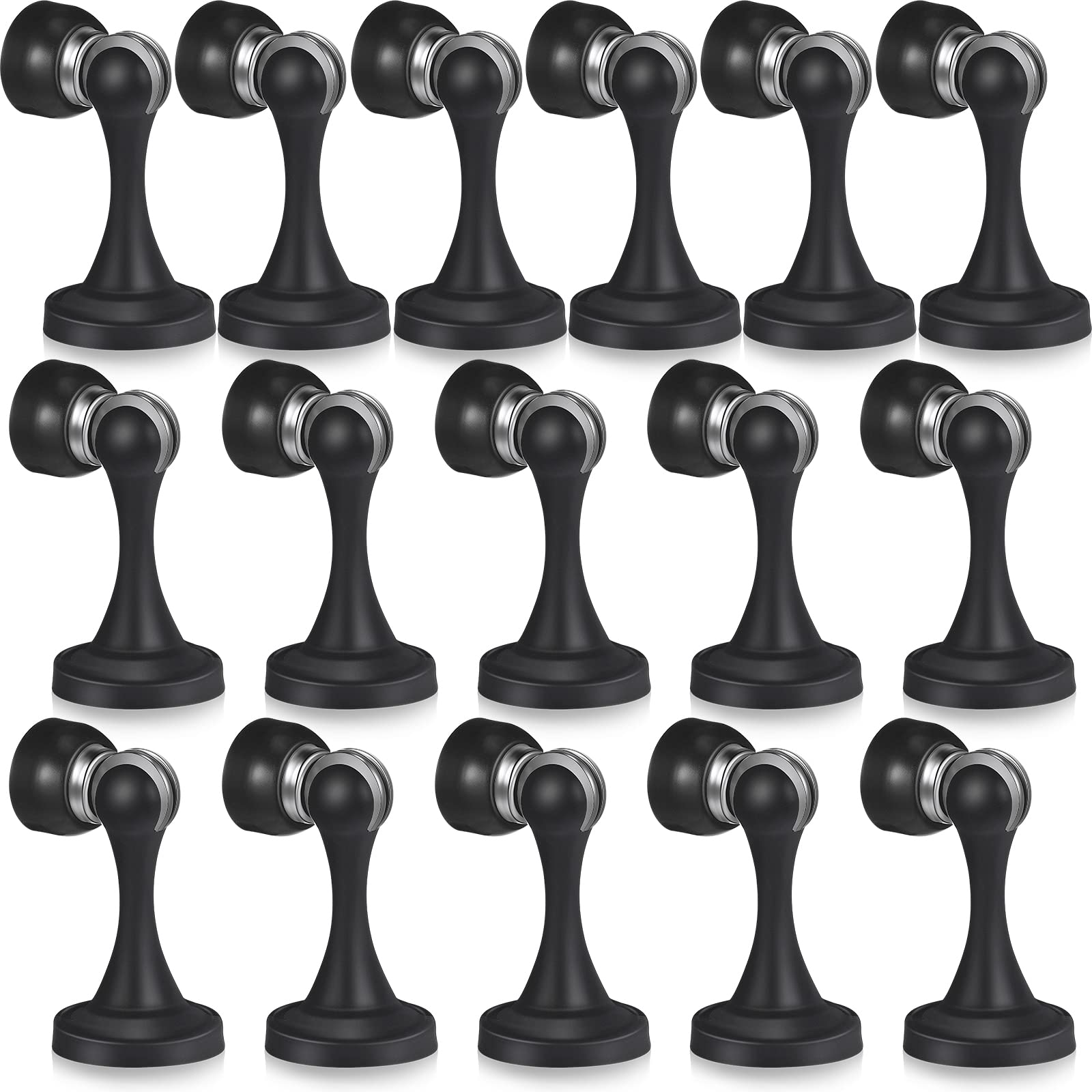 Magnetic Door Stoppers Stainless Steel Door Stops Magnetic Door Catch Holder with Screws for Wall Floor Mounted Wall Protector Hold Door Open (16, Black)