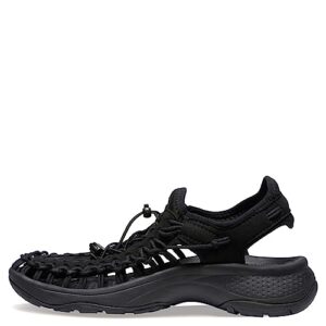 keen women's uneek astoria breathable lifted heel two cord casual water sandals, black/black, 9.5