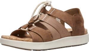 keen women's elle mixed strap comfortable casual platform sandals, toasted coconut/birch, 10