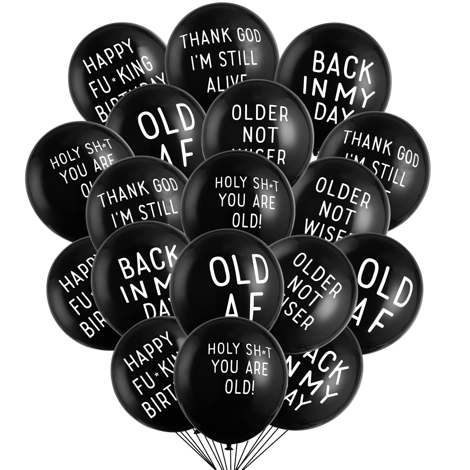 Easy Joy 18 Piece Funny Abusive Old Age Birthday Party Balloons - 12"/18 Pack above 10 Different Rude and Offensive Phrases - 12 Inch Latex Party Balloons with Sarcastic Phrases - NSFW Adult Language