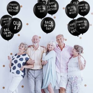 Easy Joy 18 Piece Funny Abusive Old Age Birthday Party Balloons - 12"/18 Pack above 10 Different Rude and Offensive Phrases - 12 Inch Latex Party Balloons with Sarcastic Phrases - NSFW Adult Language