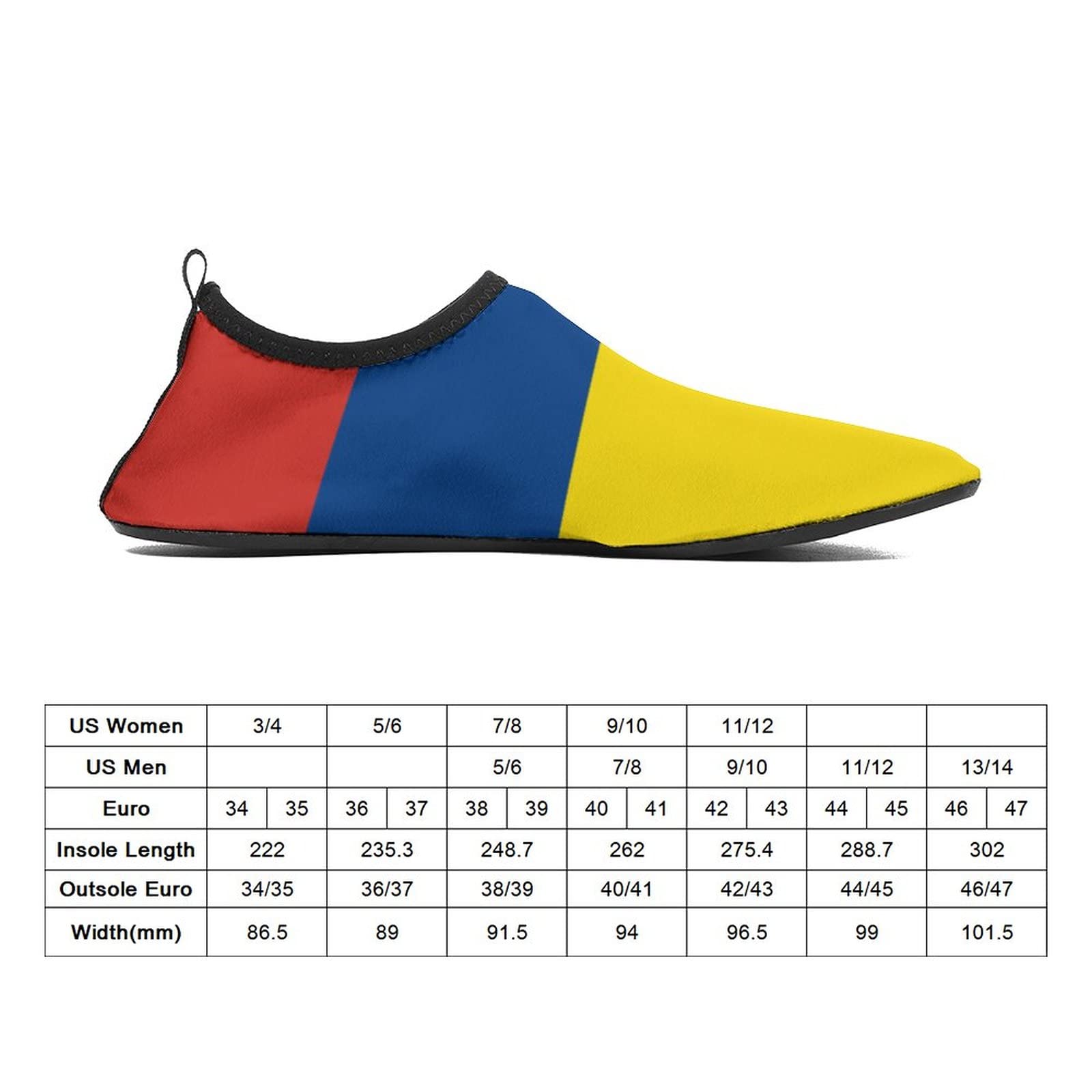 Colombian Flag Water Shoes, Beach Shoes for Men and Women, Swimming Pool Yoga, Surfing Sneakers