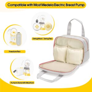 Damero Wearable Breast Pump Bag Compatible with Medela Electric Breast Pump, Carrying Case for Pump in Style Max Flow, Freestyle Flex, Swing Maxi Pump and Parts, Light-Gray Pink (Bag Only)