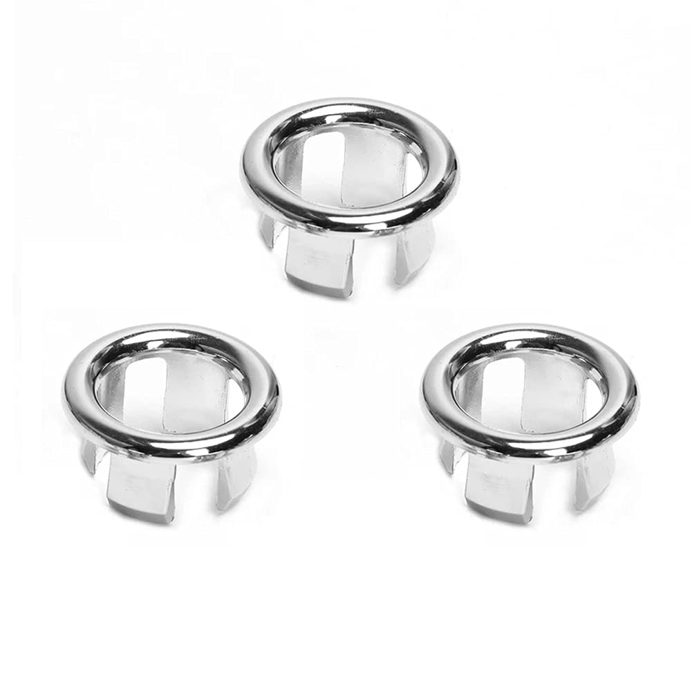 BlingKingdom 3pcs Sink Overflow Ring Hole Round Basin Trim Drain Cap Cover for Kitchen Bathroom