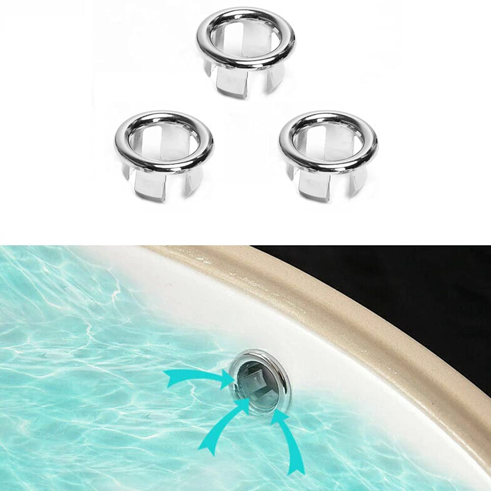 BlingKingdom 3pcs Sink Overflow Ring Hole Round Basin Trim Drain Cap Cover for Kitchen Bathroom