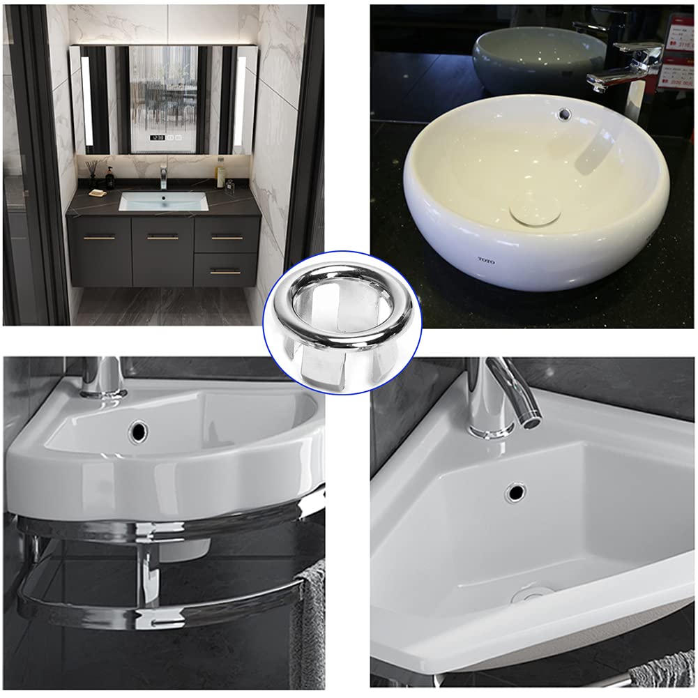 BlingKingdom 3pcs Sink Overflow Ring Hole Round Basin Trim Drain Cap Cover for Kitchen Bathroom