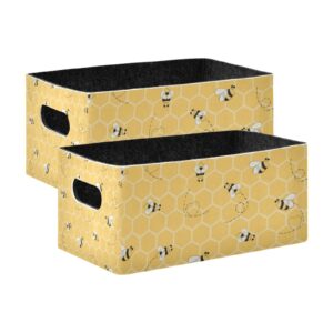 kcldeci bees on the honey honeycombs storage bins baskets for organizing, sturdy storage basket foldable storage baskets for shelves closet nursery toy