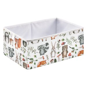 DOMIKING Cute Woodland Animals Storage Baskets for Shelves Foldable Collapsible Storage Box Bins with Waterproof Fabric Closet Organizers for Pantry Bathroom Baby Cloth Nursery,11 x 11inch