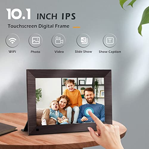 10.1 Inch Digital Picture Frame, Canupdog Smart WiFi Digital Photo Frame with IPS Touch Screen, 16GB Storage Auto Rotate Motion Sensor Electronic Picture Frame Share Photo via Frameo APP