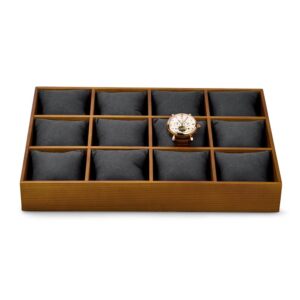 woodten solid wood watch storage tray for drawer watch pillow organizer display tray showcase (gray)