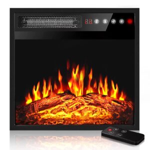 bossin 18 inch electric fireplace insert with led realistic flame,small recessed fireplace heater with touch screen&remote control,portable compact fireplace with adjustable flame, timer 750/1500w