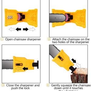 shuoguoleilei Chainsaw Sharpener, Chainsaw Sharpening Kit Chain Saw Blade Sharpener Fast Sharpening Stone Grinder Tools Bar Mounted Fit for 14 16 18 20 Inches with 5 Whetston (Red)