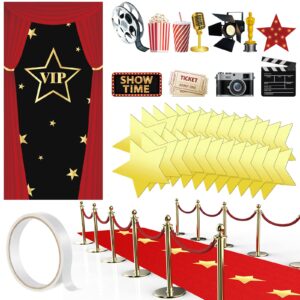 remagr vip party decorations movie night party decorations kit vip door cover 2.6 x 15 ft red carpet runner runway rug 55 gsm thickness, movie night