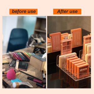 Makeup Palette Organizer,Acrylic Eyeshadow Palette Pallet,8 Sectons BPA-Free Divided Make Up Blush,Contour Storage Holder Cosmetic Eye Shadow Display Stand Clear Rack Vanity Holder(2 Pack).