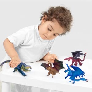 SIENON 5" & 3" Dragon Toy Figures - 10 Pack Assorted Mythical Figurines for Cake Toppers & Party Favors