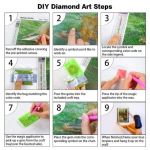WHYCJXWL Diamond Art Full Drill Round Rhinestone, Diamond Art for Adults and Kids, DIY 5D Diamond Art Kits for Home Wall Decor (12X16 in)