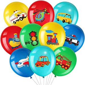 40 pack transportation party balloons decorations traffic balloons vehicle latex balloons transport party supplies for boys kids baby shower birthday decoration
