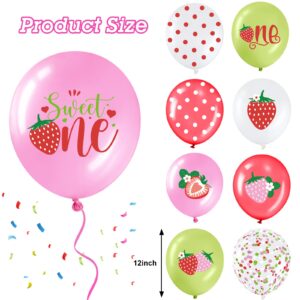 36 Pcs Strawberry Theme Balloons Strawberry Sweet One Party Balloons Bouquet Strawberry Party Decorations for Girls First Birthday Party Summer Fruit Party Baby Shower Supplies, 12 Inch