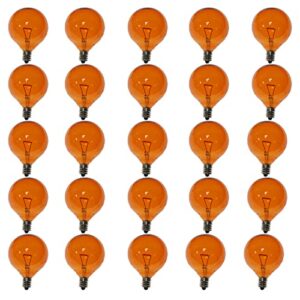 lxcom lighting 25 pack g40 orange led replacement globe bulb 0.5w string light vintage led filament bulb e12 candelabra base orange round decorative led edison bulbs for patio garden lights(orange)