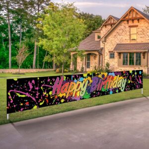 large colorful neno glow in the dark banner 118in x 20in indoor outdoor decor yard sign for happy birthday theme party backdrop decoration supplies