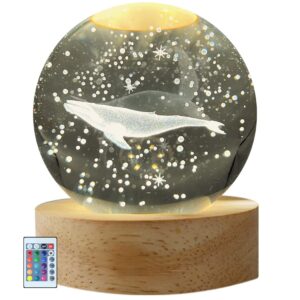 besthome whale gifts 3d night light, gifts for kids room decor, gifts idea for boys, girls brithday (16 color, remote control)