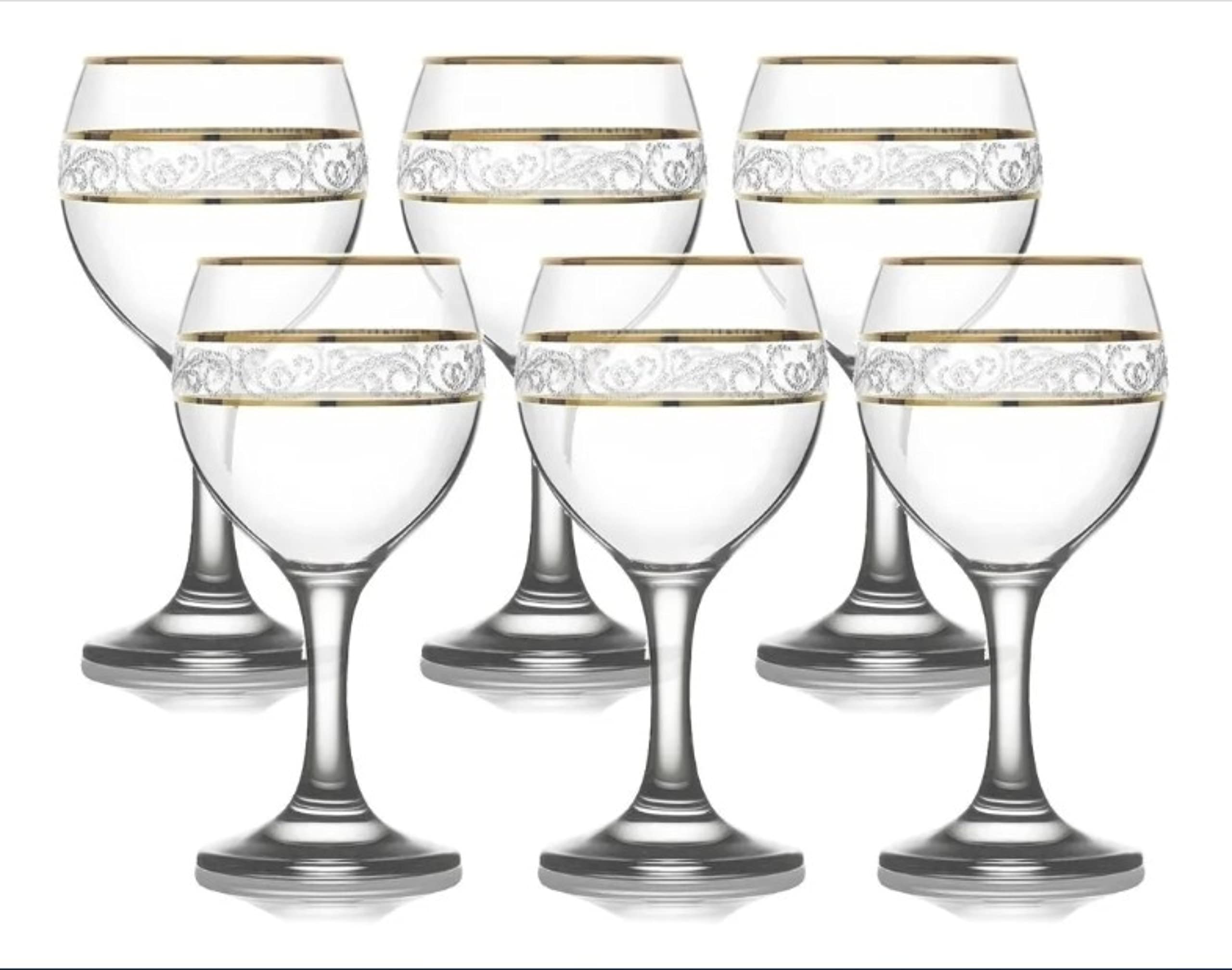 Zanzer 6-Piece Gold Glass Cup Set (Wine Glass (Set Of 6)),8.75 ounce