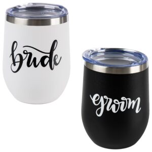 funky junque 12 oz insulated wine tumbler - i'll bring the wine (white/violet)