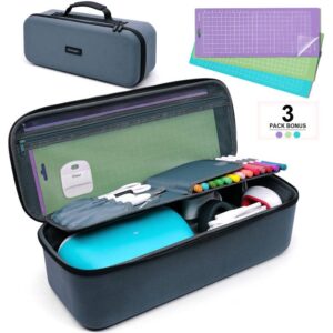 hard travel case for cricut joy,carrying cases for cricut easy press mini with 3 cutting mats,waterproof durable portable storage bag for craft pen set, cutting mats and cricut joy accessories