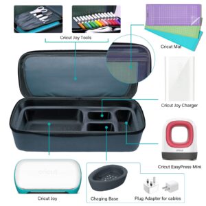 Hard Travel Case for Cricut Joy,Carrying Cases for Cricut Easy Press Mini with 3 Cutting Mats,Waterproof Durable Portable Storage Bag for Craft Pen Set, Cutting Mats and Cricut Joy Accessories