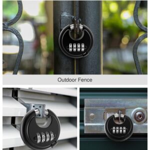 Puroma Combination Lock, 4 Digit Disc Padlock with Hardened Steel Shackle, Keyless Heavy Duty Combo Lock for Outdoor Sheds Fence, Gate Hasps, Storage Unit, School Gym Locker (1 Pack, ‎Black)