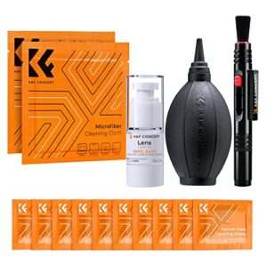 k&f concept camera lens cleaning kit - 15ml sensor cleaner, lens pen brush, air blower, microfiber cleaning cloths & lens wipes for dslr & mirrorless cameras and sensitive electronics