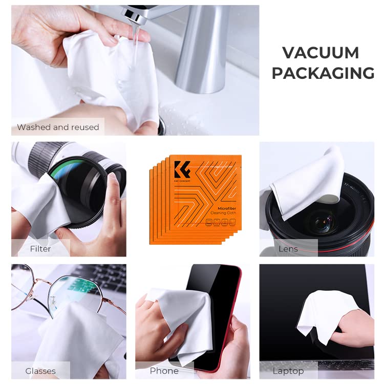 K&F Concept Camera Lens Cleaning Kit - 15ml Sensor Cleaner, Lens Pen Brush, Air Blower, Microfiber Cleaning Cloths & Lens Wipes for DSLR & Mirrorless Cameras and Sensitive Electronics