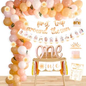 First Trip Around The Sun Birthday Decorations, Boho Sun 1st Birthday Decoration, You Are My Sunshine Party Supplies, Muted Sun Dessert Table Backdrop for 1st Birthday Girl, Sun Theme 1st Birthday