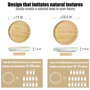 2 Pack Wood Grain Lazy Susan Turntable for Cabinet,Rotating Spice Racks for Pantry Cabinet Cupboard Organizer Table,Plastic Lazy Susan Organizer(12.5+12.5inch)