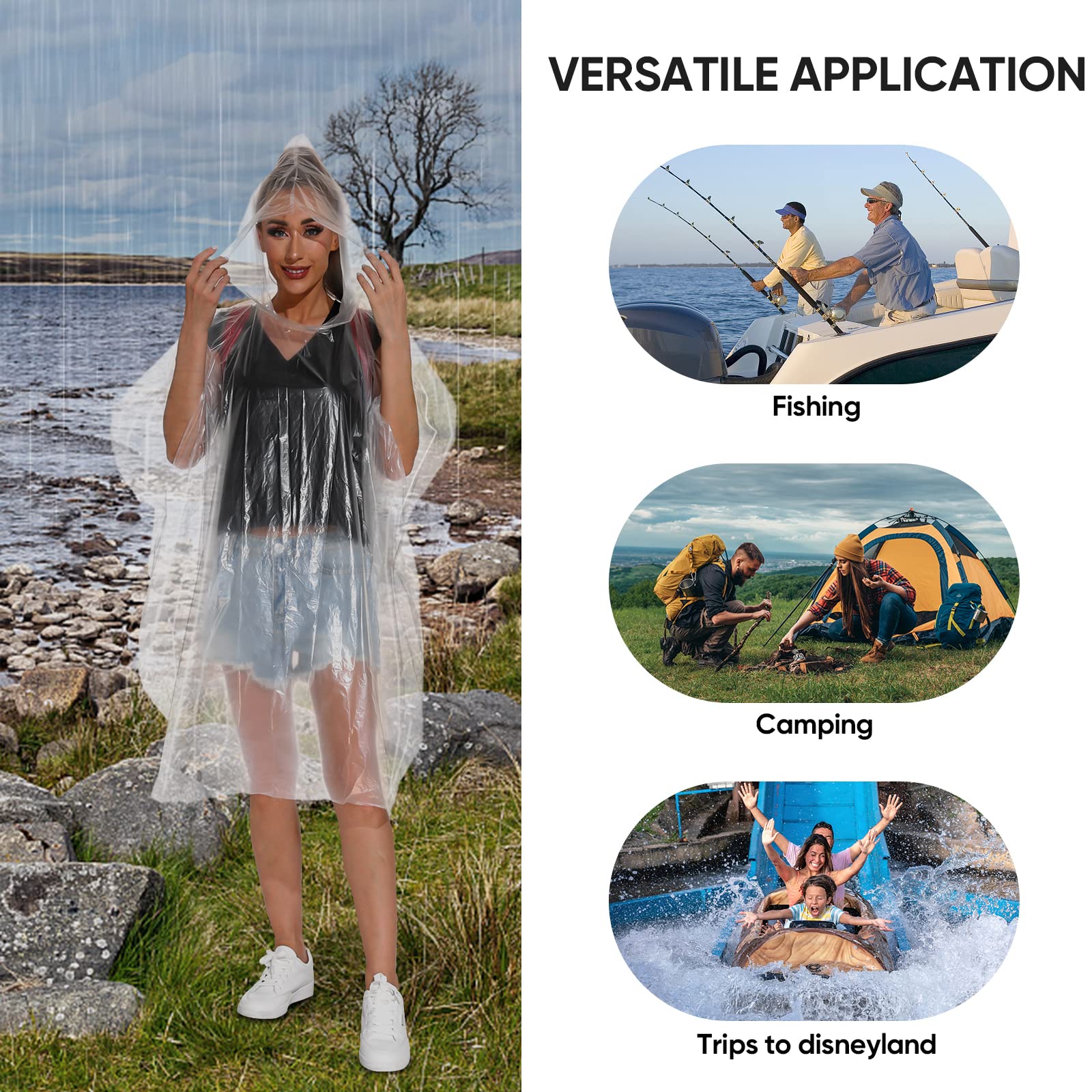 APEXUP Emergency Disposable Rain Ponchos for Adults for Camping Hiking Travelling (5 Pack)