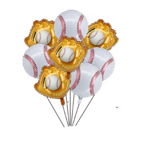 chil 8 pcs 20 inch baseball balloons and baseball glove balloons sports mylar balloon for baseball themed birthday baby shower decoration party supplies, white,red
