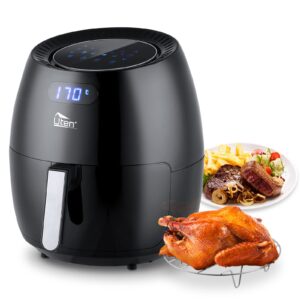 uten air fryer 6.9 qt fit for 6-8 people, oven cooking with temperature control, extra hot air fry, 8-in-1, broil, roast, dehydrate, bake, 6.5l nonstick basket, led digital touchscreen, air fryer xl