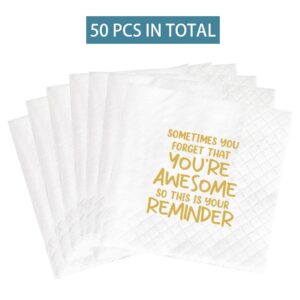 Joyiou Thank You Gifts Napkins, Inspirational Gifts for Women, Men, Coworker, Birthday Party Gift Supplies for Women, Best Friend, Daughter, Mom, Sometimes You Forget You are Awesome, 4.5x4.5In, 50Pcs