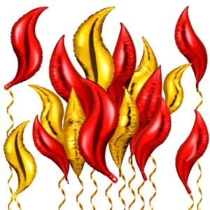 24 pcs fire balloons fire truck birthday balloons fire flame balloons firefighter birthday party decorations red and gold mermaid tail balloon for fireman rescue theme party supplies, 36/24/18 inch