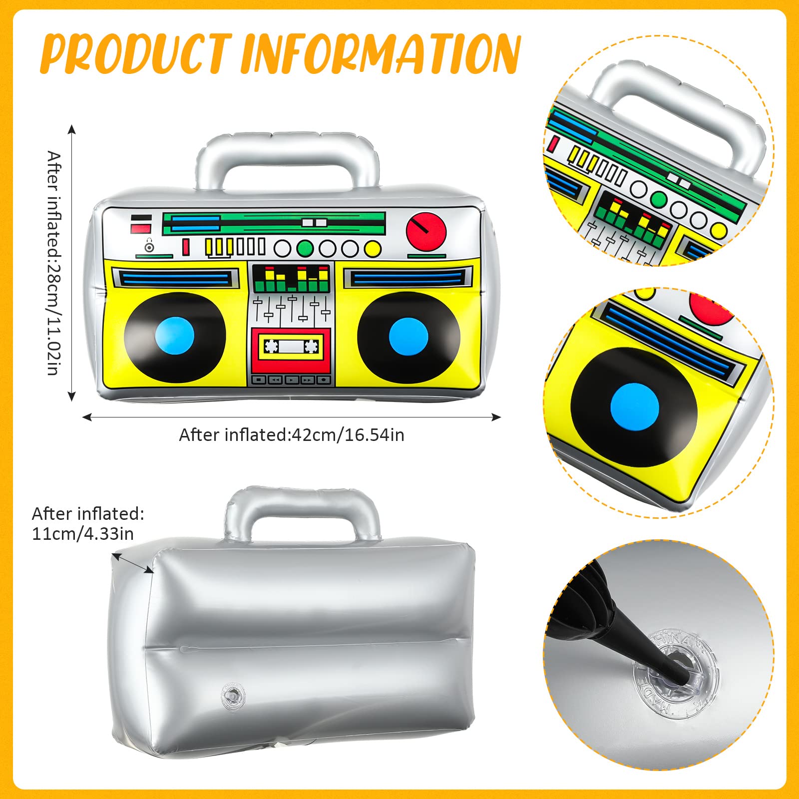 5 Pack 90s 80s Inflatable Radio Boombox Inflatable Microphones Inflatable Mobile Phone Inflatable Glasses 80s 90s Theme Party Decorations Props for 90s 80s Hip Hop Theme Disco Birthday Party