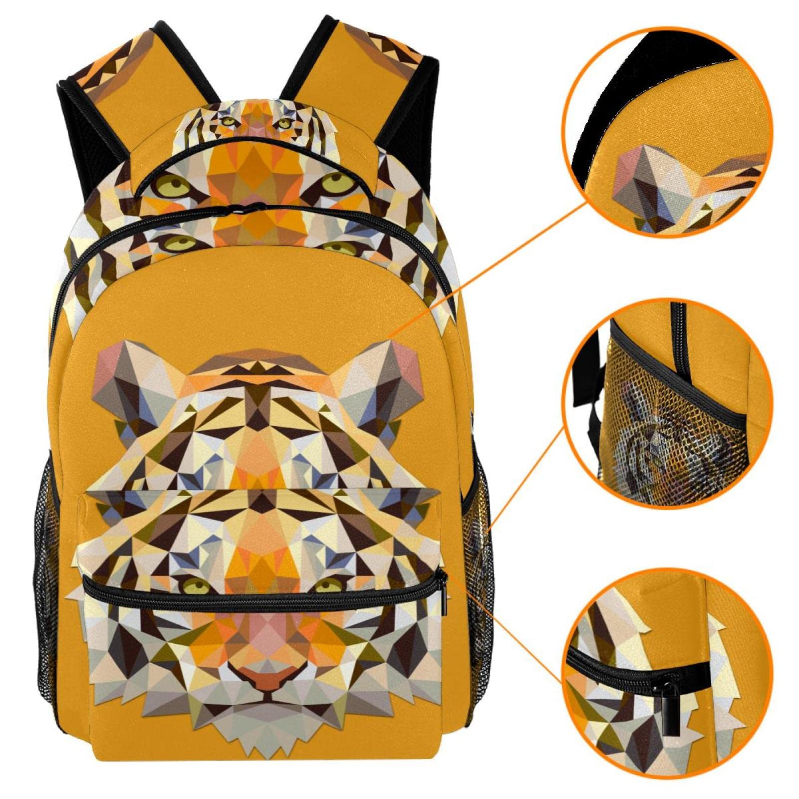 LORVIES Triangle Tiger Lightweight School Classic Backpack Travel Rucksack for Women Teens