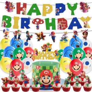 soniics birthday party supplies - 187pcs birthday party decorations include backdrop, banner, tableware, tablecloth, cake cupcake toppers, foil balloons, balloons, stickers, swirls (random theme)