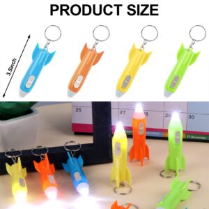 48 PCS Helicopter Mini Flashlight Keychain, Rocket LED Flashlight, Mini Flashlights In Bulk, Colorful LED Flashlight, Small Flashlights for Kids, Mini LED Flashlight Keychain, Astronaut Party Favors