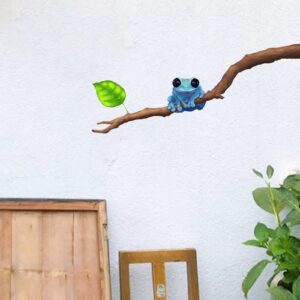 royolam blue poison-dart frog wall decal nursery animal wall sticker removable peel and stick waterproof wall art decor stickers for kids baby classroom living room playing room bedroom
