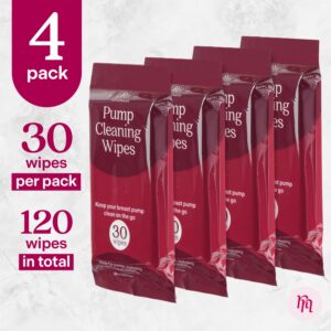 Nurse & Nourish [120 Count] Wipes for Breast Pump Parts - Breast Pump Wipes Quick Clean with No Water - Irritant Free Breast Pump Cleaning Wipes - Resealable Baby Cleaning Supplies - 30 Per Pack